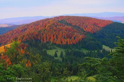 Smerekowa z Wysokiej o zachodzie słońca