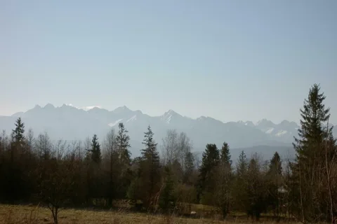 Tatry widziane z polany w Czorsztynie
