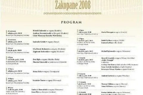 VIII Międzynarodowy Festiwal Organowy Zakopane
