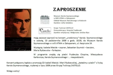 Koncert „urodzinowy” Karola Szymanowskiego