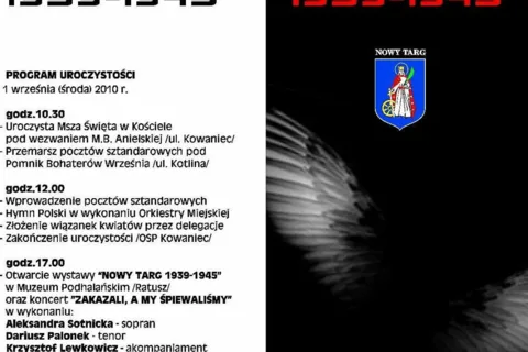 PROGRAM UROCZYSTOŚCI UPAMIĘTNIAJĄCYCH 71. ROCZNICĘ WYBUCHU II WOJNY ŚWIATOWEJ (Nowy Targ)