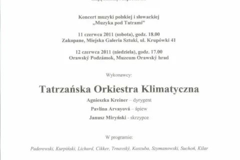 Koncert Tatrzańskiej Orkiestry Klimatycznej