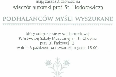 Wieczór autorski prof. dr hab. Stanisława Hodorowicza