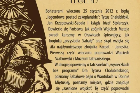 „W kręgu tatrzańskich legend” wieczór w Dworcu Tatrzańskim