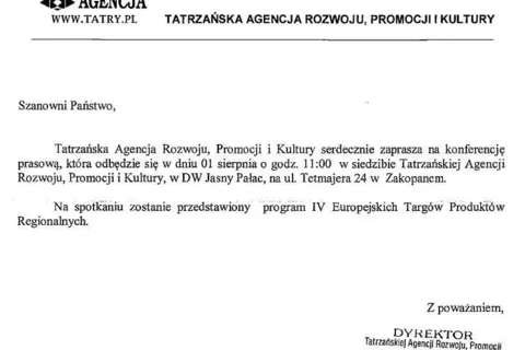 Konferencja prasowa - program IV ETPR