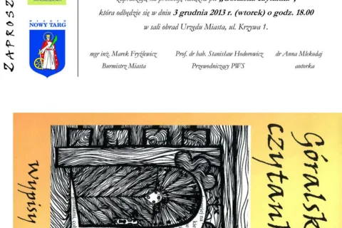 Zaproszenie na promocję książki "Góralska Czytanka"