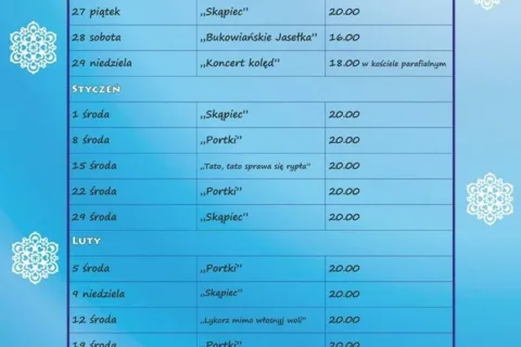 Dom Ludowy - Harmonogram sztuk na sezon zimowy 2014