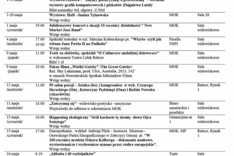 Plan imprez kulturalnych MOK Nowy Targ