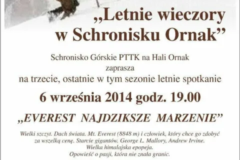 WIECZÓR GÓRSKI W SCHRONISKU PTTK NA HALI ORNAK