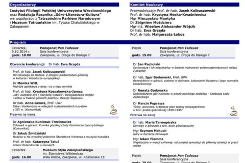 GÓRY I CZŁOWIEK – KONFERENCJA NAUKOWA