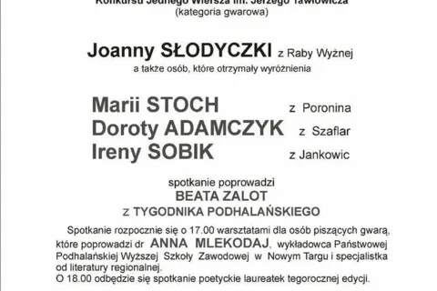 WIECZÓR POEZJI w Galerii Sztuki BWA JATKI