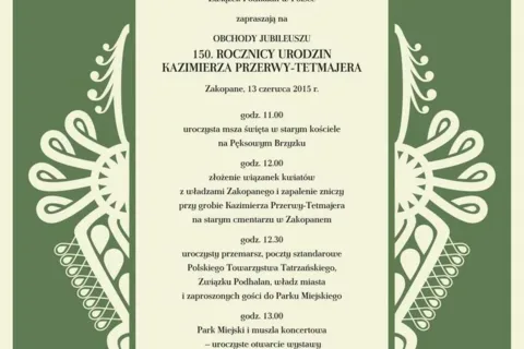 Obchody Jubileuszu 150. Rocznicy Urodzin Kazimierza Przerwy-Tetmajera