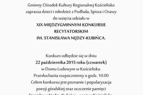 Międzygminny Konkurs Recytatorski. im. St. Nędzy-Kubińca