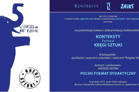 PREZENTACJA KWARTALNIKA „KONTEKSTY. FESTIWAL KRĘGI SZTUKI”