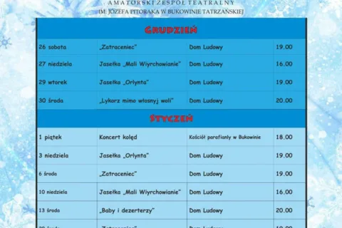 Bukowiańskie Centrum Kultury „Dom Ludowy” - wydarzenia w okresie świąteczno – noworocznym
