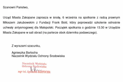 Szkolenie ws UCHWAŁY ANTYSMOGOWEJ
