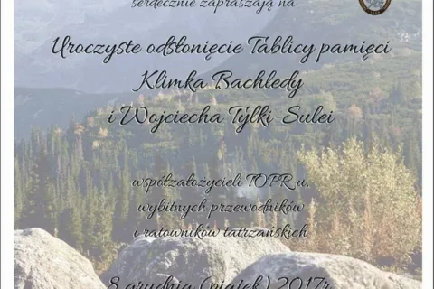 Uroczyste odsłonięcie Tablicy pamięci Klimka Bachledy i Wojciecha Tylki-Sulei