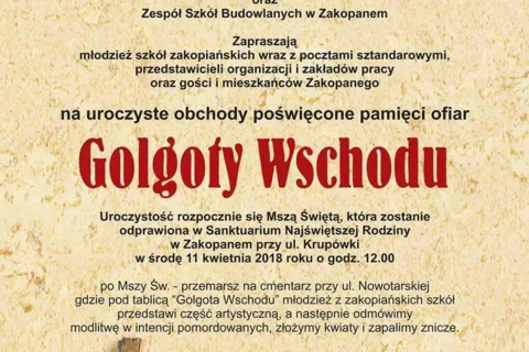 Uroczyste obchody poświęcone pamięci ofiar „Golgoty Wschodu”