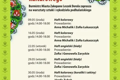 Warsztaty sztuki i rękodzieła podhalańskiego - haft