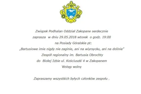 Posiady Góralskie pt: "Bartusiowe imie nigdy nie zaginie, ani na wiyrsycku, ani na dolinie"