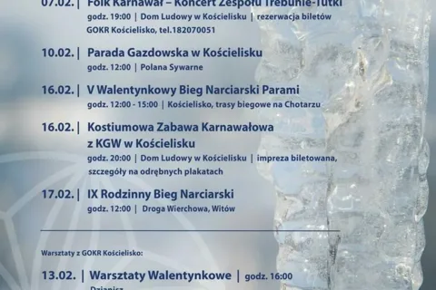 Gmina Kościelisko - Kalendarz imprez FERIE 02/2019