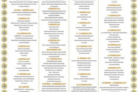 WYDARZENIA NA TERENIE POWIATU TATRZAŃSKIEGO – SIERPIEŃ 2019