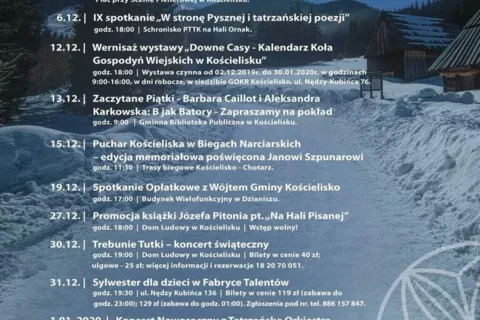 Gmina Kościelisko - Kalendarz imprez 12/2019