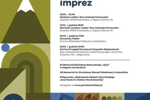 Kalendarz imprez GMINY KOŚCIELISKO - marzec 2020