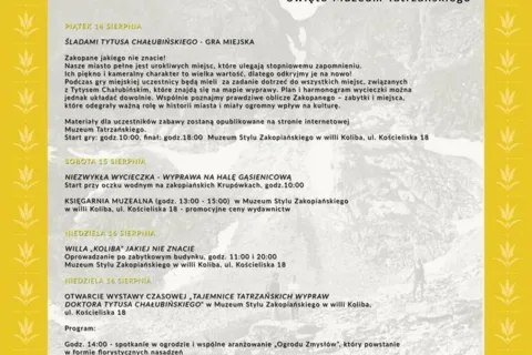 TATRZAŃSKIE MUSEALIA 2020 – ŚWIĘTO MUZEUM TATRZAŃSKIEGO