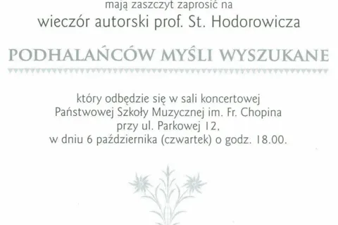 Wieczór autorski prof. dr hab. Stanisława Hodorowicza
