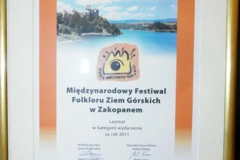Międzynarodowy Festiwal Folkloru Ziem Górskich laureatem Plebiscytu "Wielkie Odkrywanie Małopol