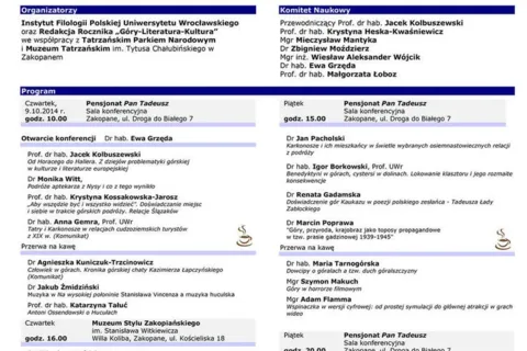 GÓRY I CZŁOWIEK – KONFERENCJA NAUKOWA