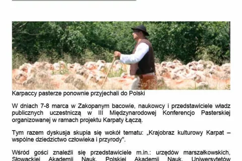 III Międzynarodowa Konferencja Pasterska organizowana w ramach projektu Karpaty Łączą
