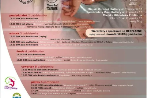 Międzynarodowy Tydzień Bliskości 2017 w Nowym Targu - program