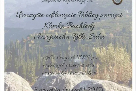 Uroczyste odsłonięcie Tablicy pamięci Klimka Bachledy i Wojciecha Tylki-Sulei
