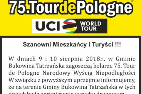 75. Tour de Pologne w Gminie Bukowina Tatrzańska - 9 - 10 sierpnia 2018
