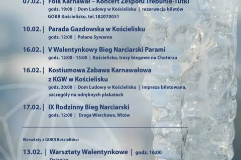 Gmina Kościelisko - Kalendarz imprez FERIE 02/2019