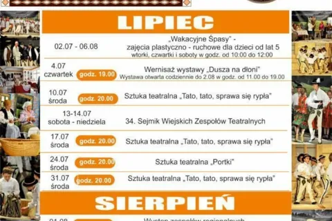 HARMONOGRAM WYDARZEŃ W DOMU LUDOWYM - LATO 2019