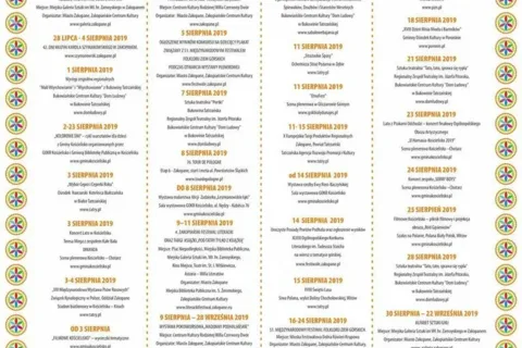 WYDARZENIA NA TERENIE POWIATU TATRZAŃSKIEGO – SIERPIEŃ 2019