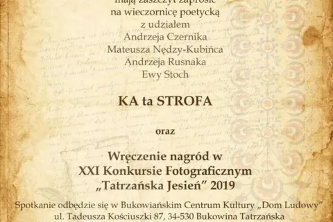 Wieczornica poetycka "KA ta STROFA" oraz rozdanie nagród w konkursie fotograficznym "