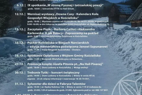 Gmina Kościelisko - Kalendarz imprez 12/2019