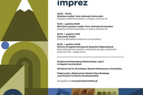 Kalendarz imprez GMINY KOŚCIELISKO - marzec 2020
