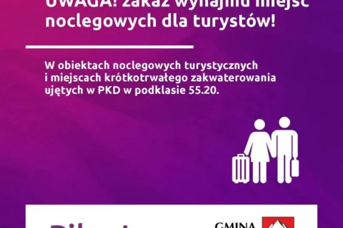 UWAGA! od 14 marca 2020 r. zakaz wynajmu miejsc noclegowych