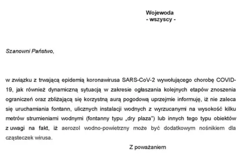 Główny Inspektor Sanitarny nie zaleca uruchamiania fontann