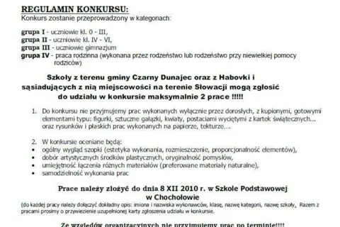 REGULAMIN KONKURSU SZOPEK, CHOCHOŁÓW, 16 GRUDNIA 2010 r.