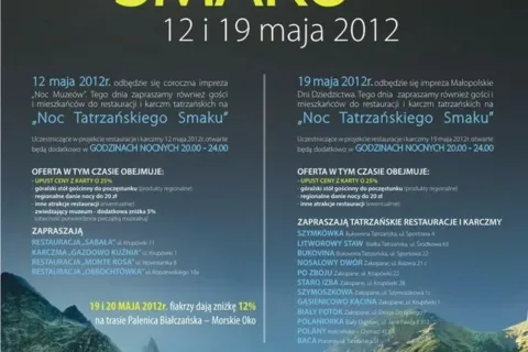 NOC TATRZAŃSKIEGO SMAKU – 12 i 19 MAJA 2012 r.