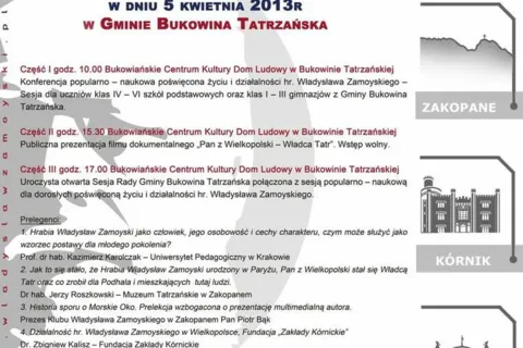 Gminne obchody 160 rocznicy urodzin Hrabiego Władysława Zamoyskiego