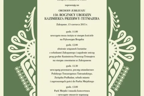 Obchody Jubileuszu 150. Rocznicy Urodzin Kazimierza Przerwy-Tetmajera