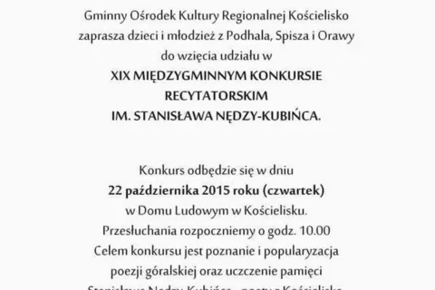 Międzygminny Konkurs Recytatorski. im. St. Nędzy-Kubińca