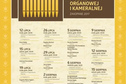 XVII Międzynarodowy Festiwal Muzyki Organowej i Kameralnej w Zakopanem